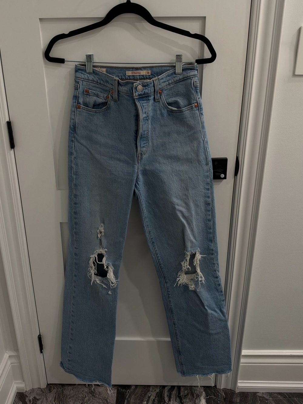 Light Wash Distressed Women’s Jeans - Classic High-Rise